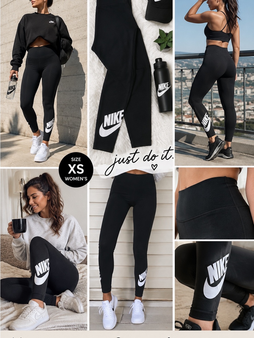 Nike Leggings Women’s XS Leg-A-See High Rise Black Logo Swoosh Stretch Pants